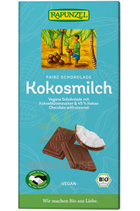 Rapunzel Bio Vegan Mliečna čokoláda s kokosovým mliekom (80g) Obrázok pre Rapunzel Bio Vegan Mliečna čokoláda s kokosovým mliekom (80g)