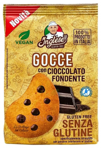 Inglese Gocce Vegan Bezlepkové sušienky s kúskami horkej čokolády (200g) Obrázok pre Inglese Gocce Vegan Bezlepkové sušienky s kúskami horkej čokolády (200g)