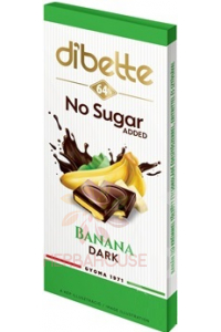 Obrázok pre Dibette Horká čokoláda so sladidlom plnená krémom s banánovou príchuťou (80g)