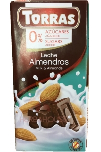 Obrázok pre Torras Bezlepková mliečna čokoláda s mandľami bez pridaného cukru (75g)