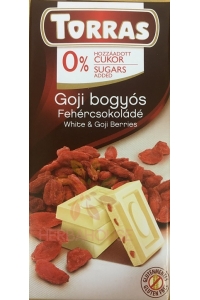 Obrázok pre Torras Bezlepková biela čokoláda s goji bez pridaného cukru (75g)
