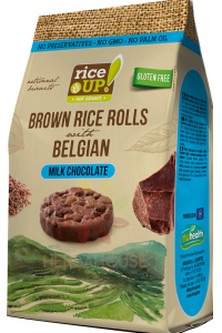 Obrázok pre Rice Up Bezlepkový Celozrnný ryžový snack s mliečnou čokoládou (50g)