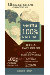 Obrázok pre Venita 100% prírodná farba na vlasy 3.0 - čierna čokoláda (100g)