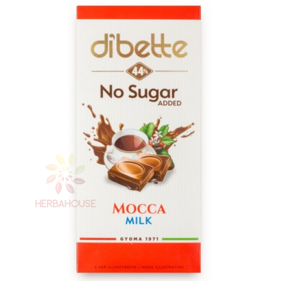 Obrázok pre Dibette Mliečna čokoláda so sladidlom plnená krémom s kávovou príchuťou (80g)