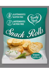 Family Heart Snack Rolls Bezlepkové a bezlaktózové opečené, ochutené sucháre - príchuť kyslá smotana a cibuľa (40g) Obrázok pre Family Heart Snack Rolls Bezlepkové a bezlaktózové opečené, ochutené sucháre - príchuť kyslá smotana a cibuľa (40g)