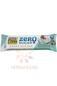 Rice Up Zero Bezlepková ryžová tyčinka s mliečnou čokoládou s kokosovou príchuťou bez pridaného cukru (18g) Obrázok pre Rice Up Zero Bezlepková ryžová tyčinka s mliečnou čokoládou s kokosovou príchuťou bez pridaného cukru (18g)